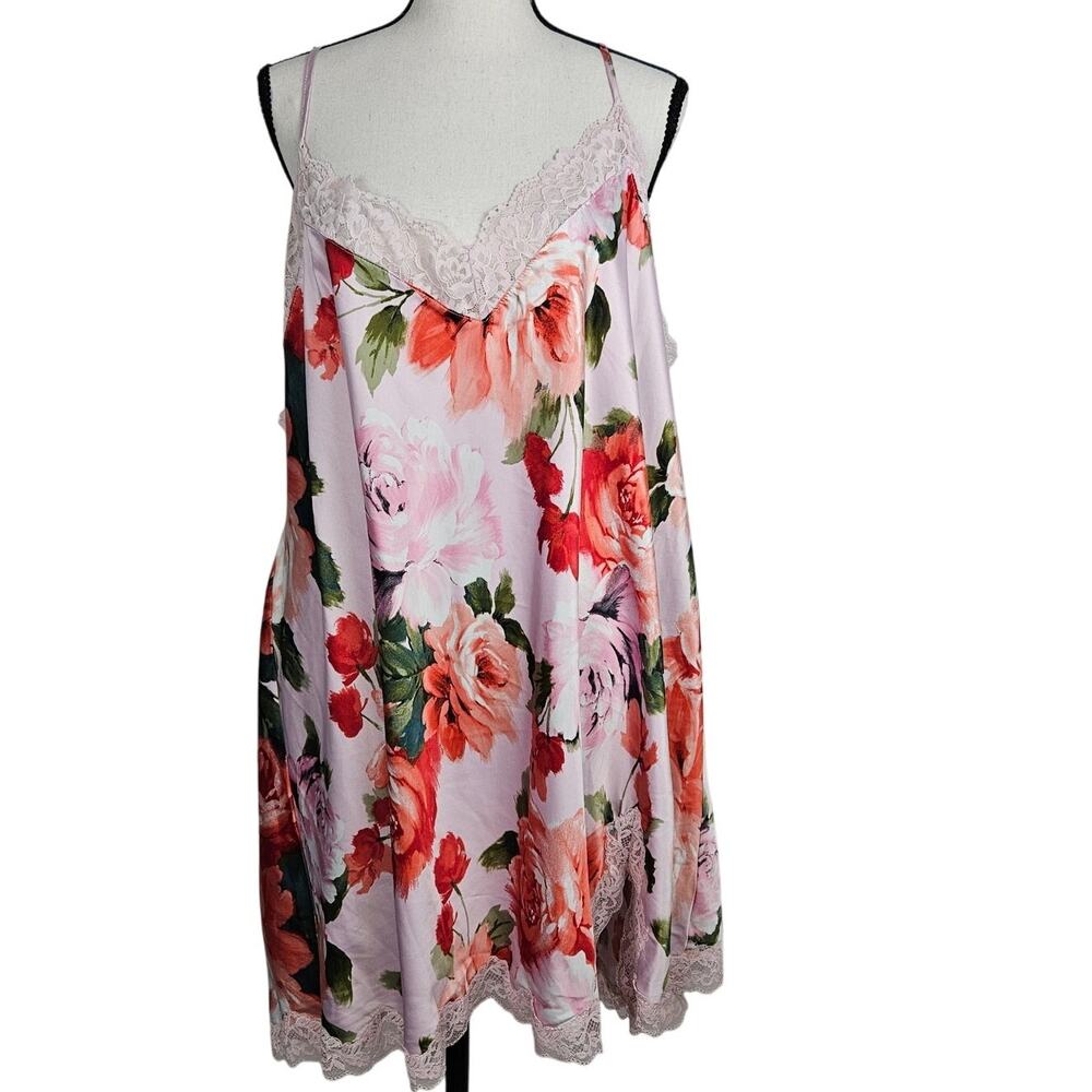 Joyspun Floral Sleep Wear Top Womens Sz 2X 18W-20W Pink Green Romantic Sexy Love